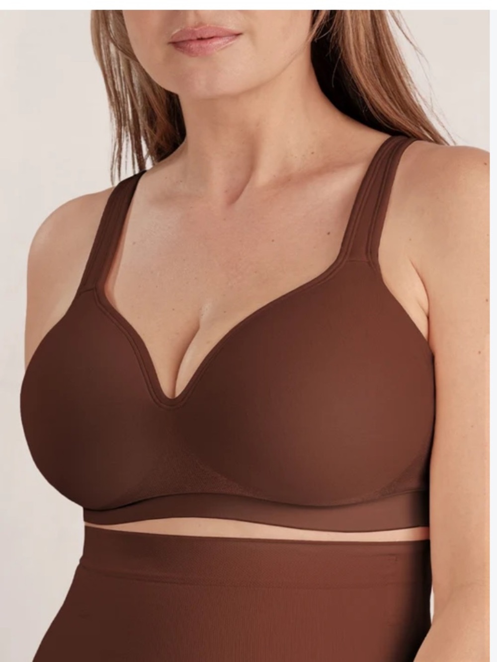 Shapermint Essentials contour Seamless wireless  Molded Cup Bra Brown tshirt 2xl